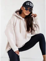 Béžová hrubšia dámska mikina s klokankou (82131)