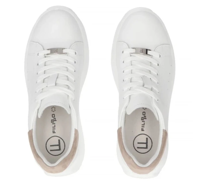 Dámské kožené polobotky na platformě bílé model 21960298 - FILIPPO