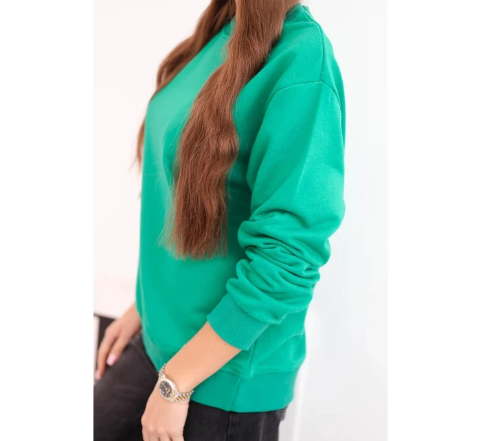 Dámska základná bavlnená mikina s okrúhlym výstrihom svetlozelená