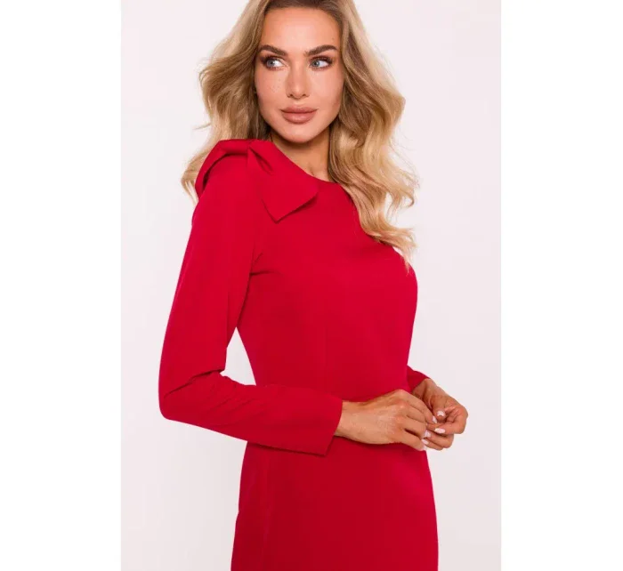 M814 Mini šaty s mašľou na ramene - červené M814 Mini šaty s mašľou na ramene - červené