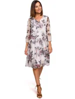 S214 Šifónové šaty so spadnutým pásom - model 1