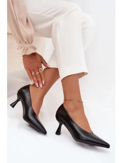 Dámske lakované lodičky na ihlovom podpätku Gavrielle - čierne