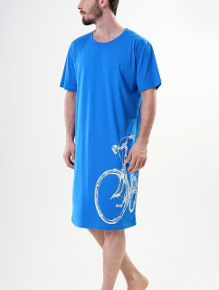 Pánska nočná košeľa s krátkym rukávom Big Round - modrá - Vienetta