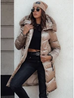 Dámská prošívaná zimní bunda s kapucí camel Dstreet model 21980807 - FashionStreet