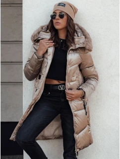 Dámská prošívaná zimní bunda s kapucí camel Dstreet model 21980807 - FashionStreet