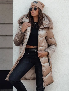 Dámska prešívaná zimná bunda s kapucňou ULTRAWAY camel FashionStreet TY4643