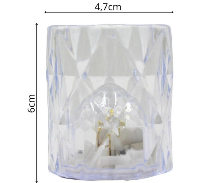 MINI DEKORATÍVNA LAMPA 6 CM TRANSPARENTNÁ TEPLÁ BIELA 1 LED