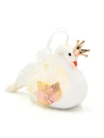 DEKORATÍVNA LABUŤ ZÁVESNÁ OZDOBA 17CM PERLEŤOVÉ KRÍDLA