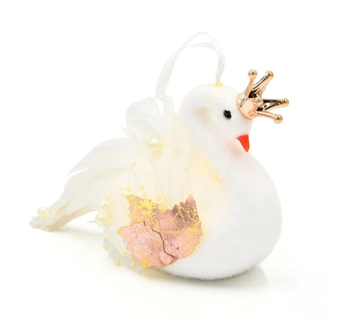 DEKORATÍVNA LABUŤ ZÁVESNÁ OZDOBA 17CM PERLEŤOVÉ KRÍDLA