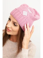Dámská zimní čepice z vlny s krystaly model 21750414 grafitová - K-Fashion Dámská zimní čepice z vlny s krystaly model 21750414 grafitová - K-Fashion