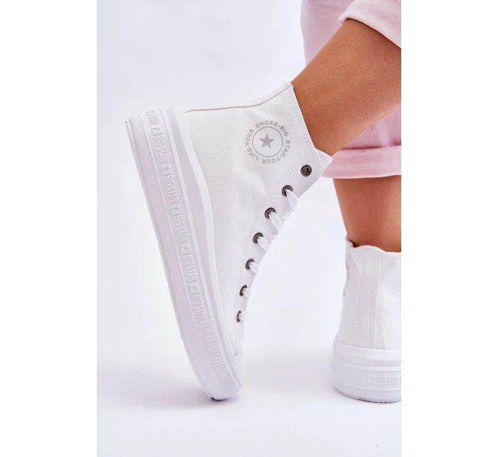 Damskie Wysokie Trampki Materiałowe Big Star LL274A183 Białe