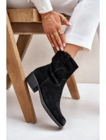 Dámské Zamszové Boty Na Nízkém Podpatku Zateplené  Černé model 21674402 - SERGIO LEONE