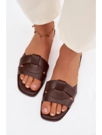 Dámské ploché pantofle s pásky Čokoládové Marissae Dámské ploché pantofle s pásky Čokoládové Marissae