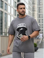 Pánska letná tepláková súprava s potlačou šedá FashionStreet AX0817