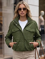 Dámska semišová bunda typu bomber, zelená, FashionStreet TY5959