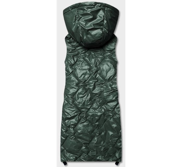 Tmavě zelená dámská vesta s kapucí (6028)