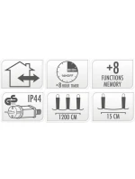 VIANOČNÝ STROMČEK SVETLÁ VONKAJŠIE SVETLO OPONA 360 VIEDOL ČASOVAČ STUDENÁ BIELA PRIEHĽADNÝ KÁBEL