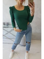 Blúzka s buffovými rukávmi zelená