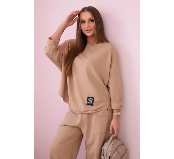 Bavlněná mikina kalhoty set Lehký velbloud Bavlněná mikina kalhoty set Lehký velbloud