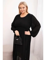 Dámská plisovaná model 21798751 Plus Size z viskózy a s dlouhým rukávem černá - K-Fashion