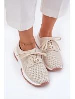 Kožené Polobotky Dámské S   Béžové model 21692665 - Artiker