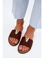 Dámské ploché s ozdobným detailem V Čokoládové model 22111391 - Boto