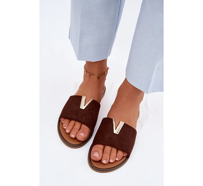 Dámské ploché s ozdobným detailem V Čokoládové model 22111391 - Boto