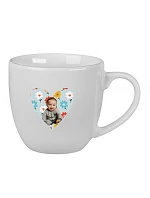 Personalizovaný keramický hrnček s objemom 400 ml s výrezom pre fotografiu na podklade
