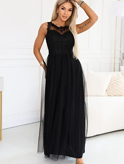 maxi šaty s krajkou a  černé model 22124239 - numoco basic