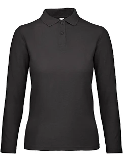 B&C ID.001 LSL /women Dámske piqué polo s dlhým rukávom 01.0I13 čierne