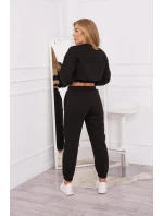 Zateplená súprava s krátkou mikinou čierna