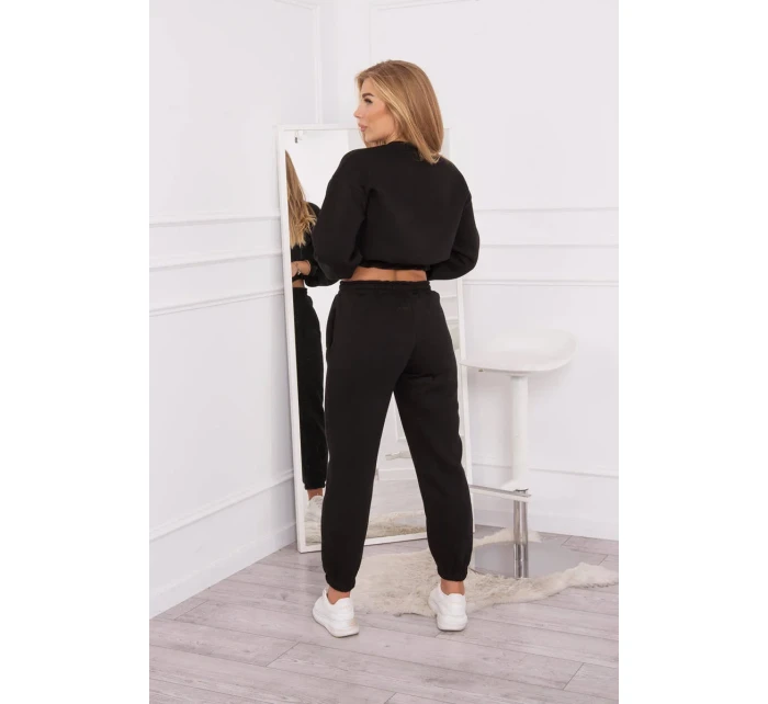 Zateplená súprava s krátkou mikinou čierna