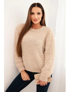 Dámsky mäkký mohérový sveter béžovej farby