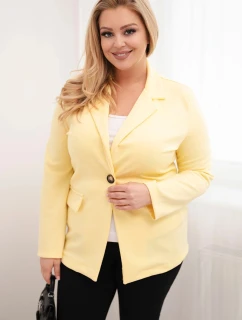 Dámske viskózové sako s dlhým rukávom a golierom v žltej farbe