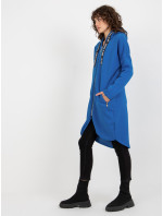 Dámska dlhá mikina na zips s kapucňou - modrá