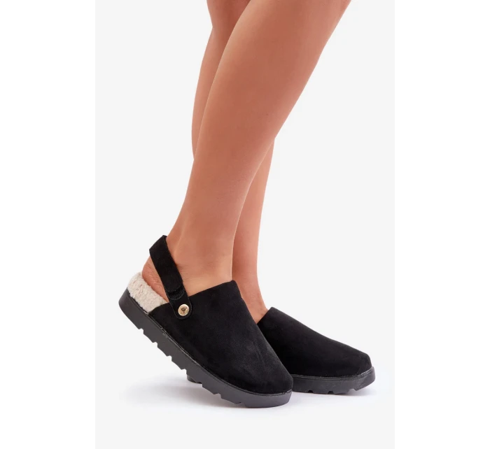 Dámske papuče na platforme zateplené kožušinou typu Lamb Black Sanilora Dámske papuče na platforme zateplené kožušinou typu Lamb Black Sanilora