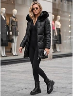 Dámska zimná prešívaná bunda s kapucňou, čierna, FashionStreet TY5738 Dámska zimná prešívaná bunda s kapucňou, čierna, FashionStreet TY5738