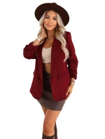 model 21796738 Dámské klasické sako s nabíranými rukávy vínové - numoco basic model 21796738 Dámské klasické sako s nabíranými rukávy vínové - numoco basic