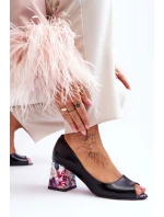 Kožené lodičky s ozdobným podpatkem Boty Černá model 21615894 - Boto