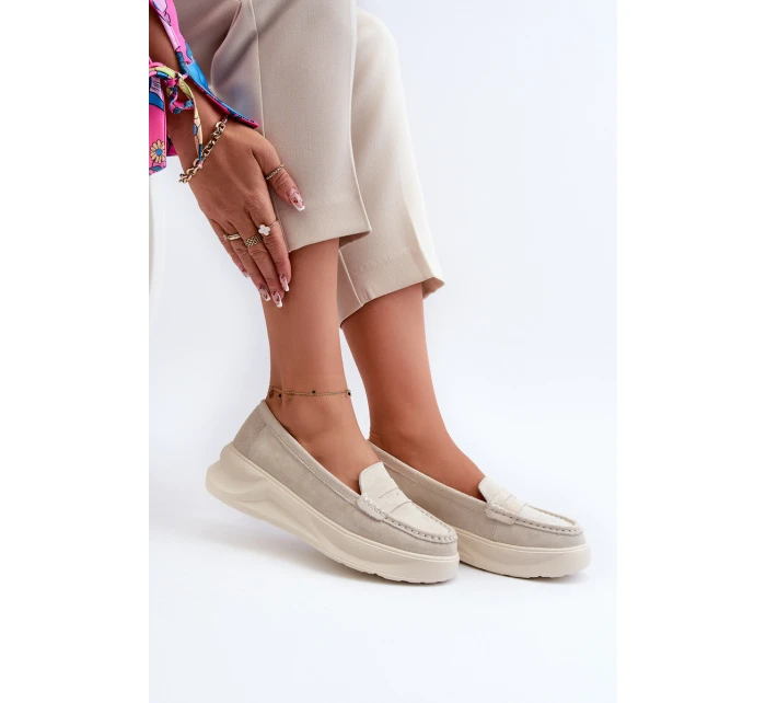 Dámské Semišové Mokasíny Světle Béžové model 21662058 - EVENTO