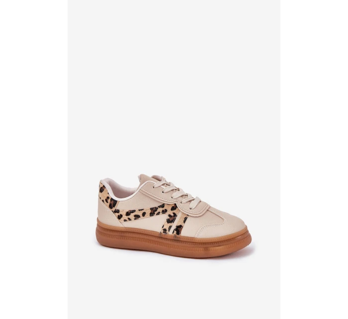 Damskie Sneakersy Na Platformie Panterka Beżowe Totter Damskie Sneakersy Na Platformie Panterka Beżowe Totter