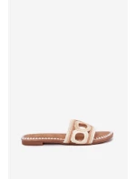 Szydełkowe Klapki Damskie Na Płaskim Obcasie Beżowe Nirina