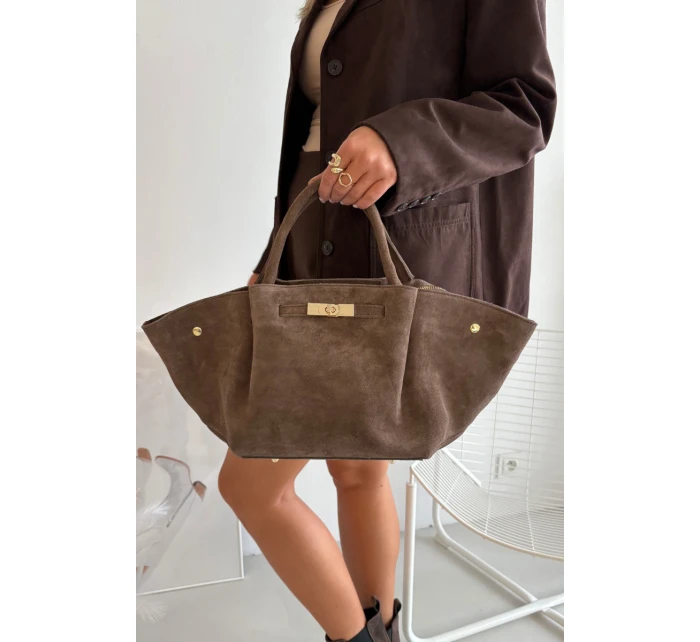 Kabelka z přírodního semiše tmavě béžová Fiorenza