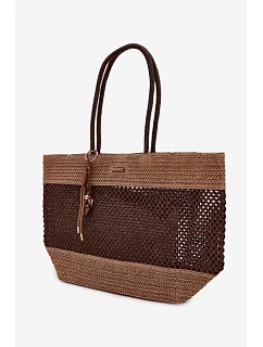 Velká Pletená Nákupní Taška s Přívěskem Hnědá Lucette