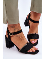 Dámske semišové sandále na nízkom podpätku Black Loredo