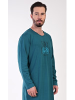 Pánska nočná košeľa s dlhým rukávom Adam tm.zelená - Vienatta