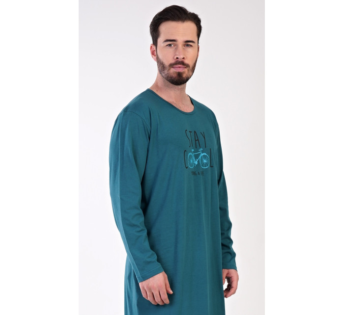 Pánska nočná košeľa s dlhým rukávom Adam tm.zelená - Vienatta