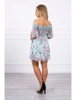 Španielske šaty s kvetinovým motívom v mätovej farbe Španielske šaty s kvetinovým motívom v mätovej farbe