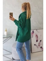 Zateplená bunda s vázáním v pase tmavě zelená