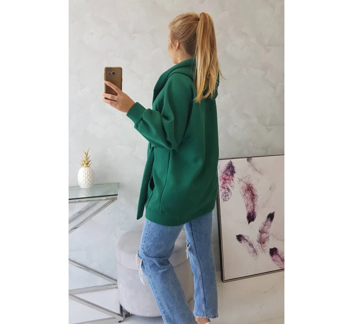 Zateplená bunda s vázáním v pase tmavě zelená